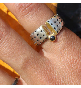 bague argent diamant noir