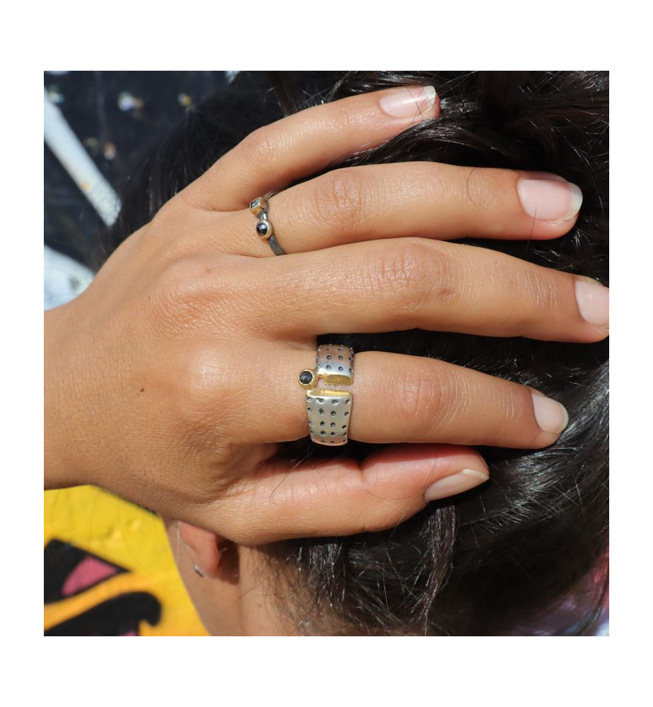 diamant noir bague argent