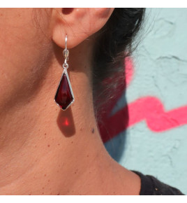 boucles d'oreilles ambre rouge