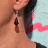 boucles d'oreilles ambre rouge