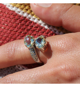 bague argent marcassite et pierre