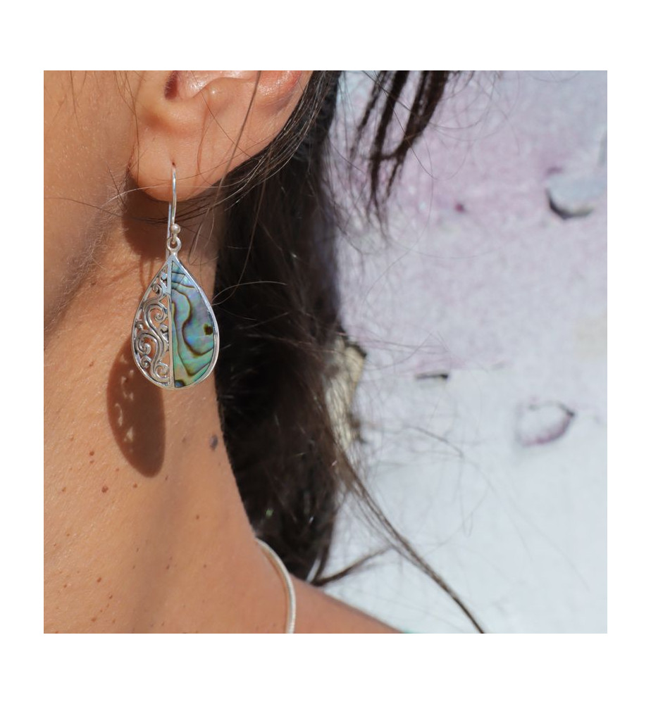boucles d oreilles argent et abalone femme