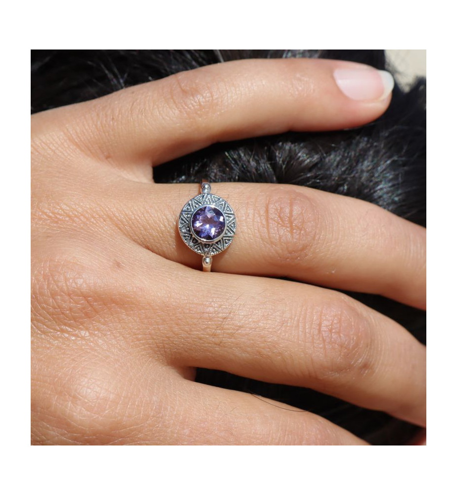 petite bague argent améthyste