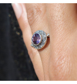 petite bague argent améthyste facettée