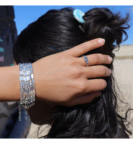 bracelet perles argent sur chaine argent