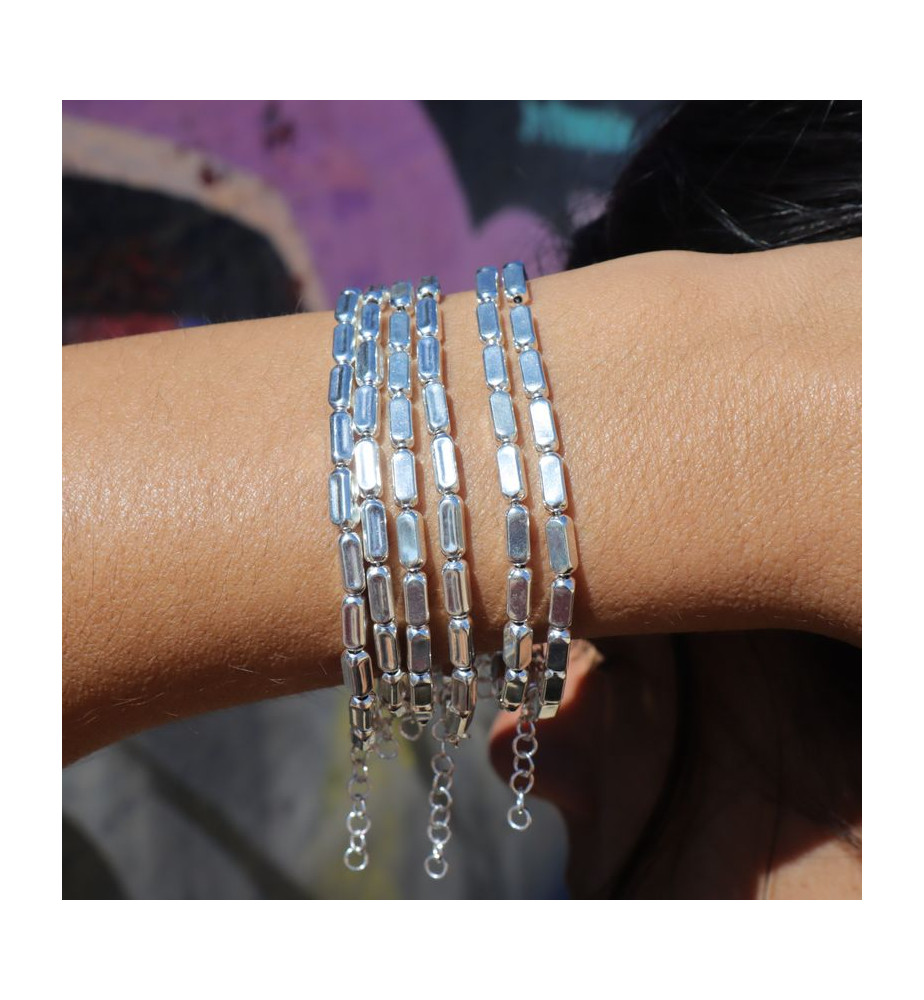 bracelet perles argent femme