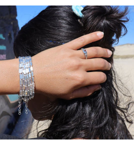 bracelet perles argent sur chaine argent