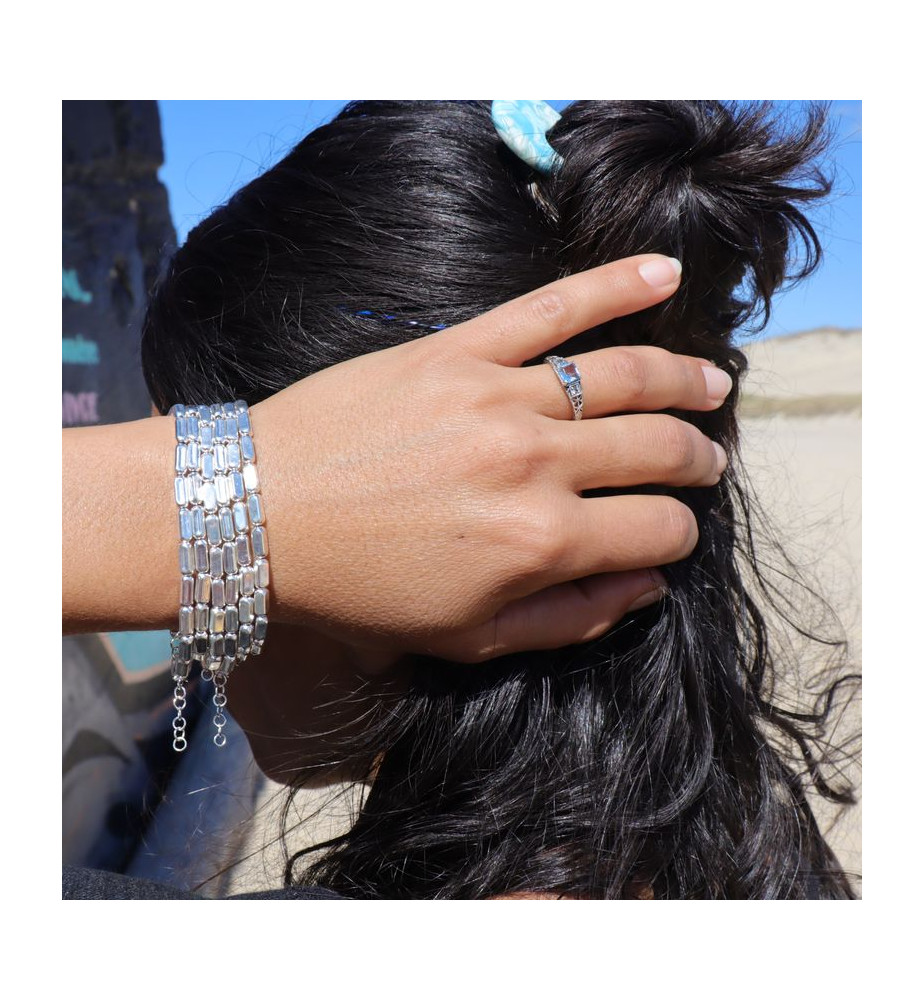 bracelet perles argent sur chaine argent