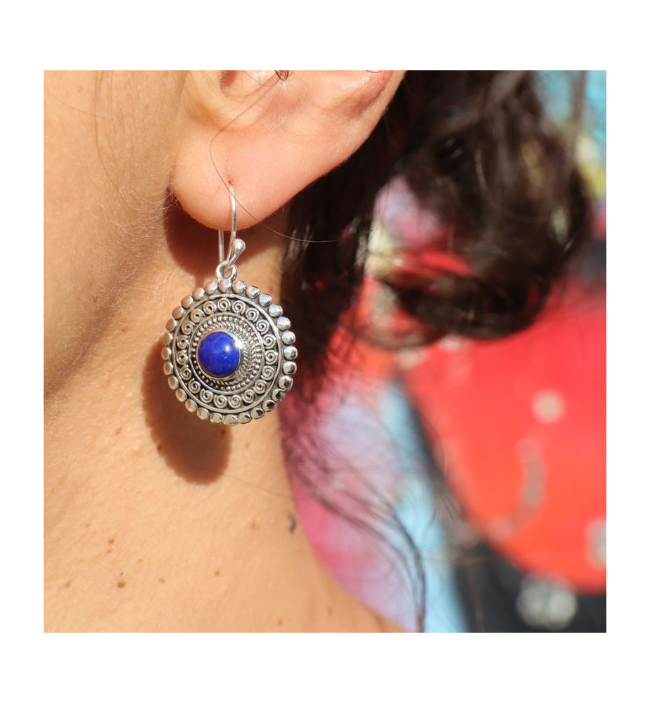 boucles d'oreilles pendantes lapis lazuli