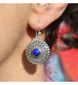 boucles d'oreilles argent pierre bleue