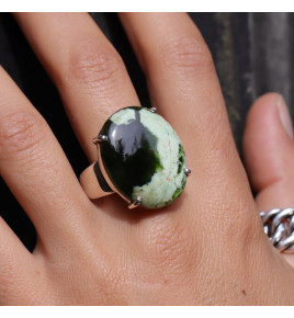 bague calcédoine verte