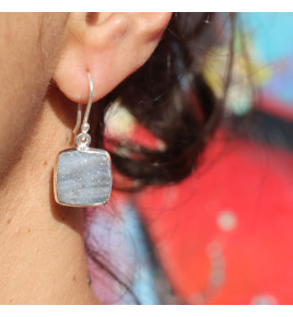 boucles d'oreilles calcédoine druzy
