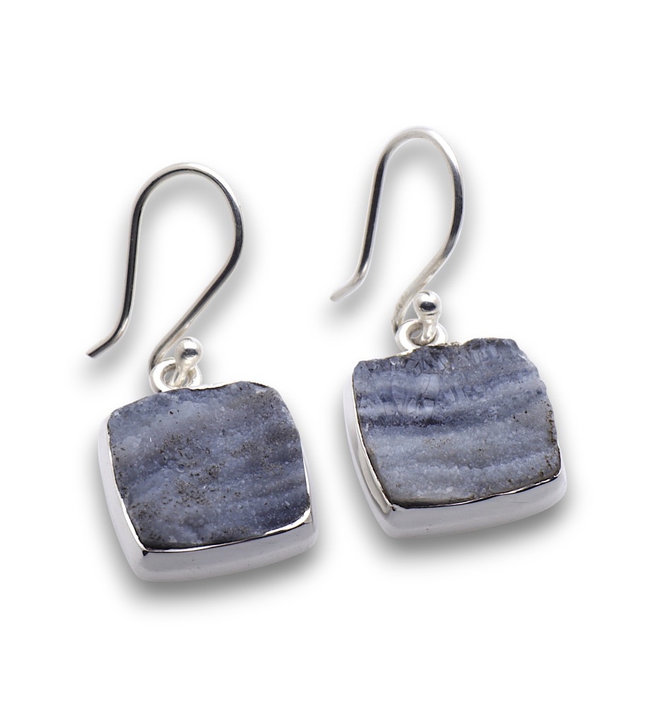 boucles d'oreilles calcédoine druzy