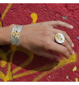 manchette argent et diamants