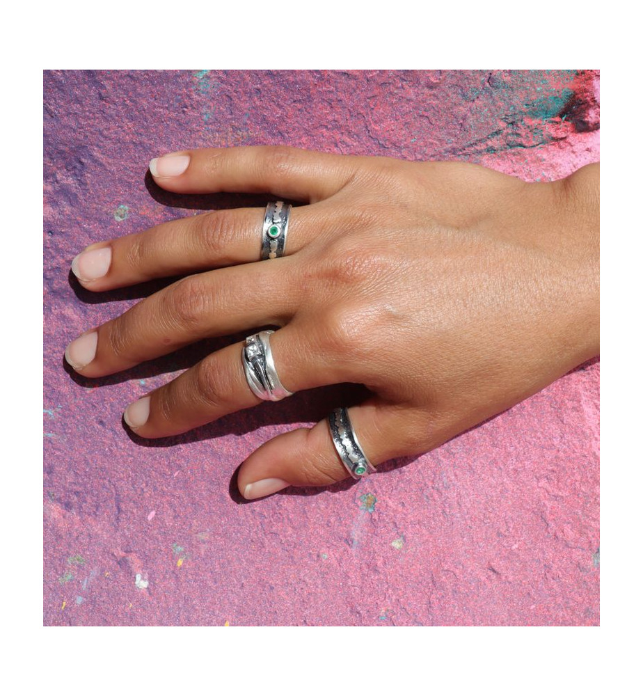 bague argent émeraude femme