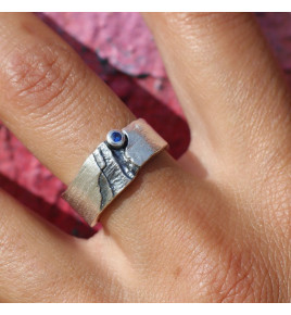 bague argent saphir