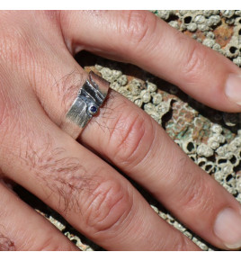 saphir bleu bague homme