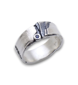 bague argent saphir bleu