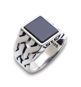 bague argent onyx homme