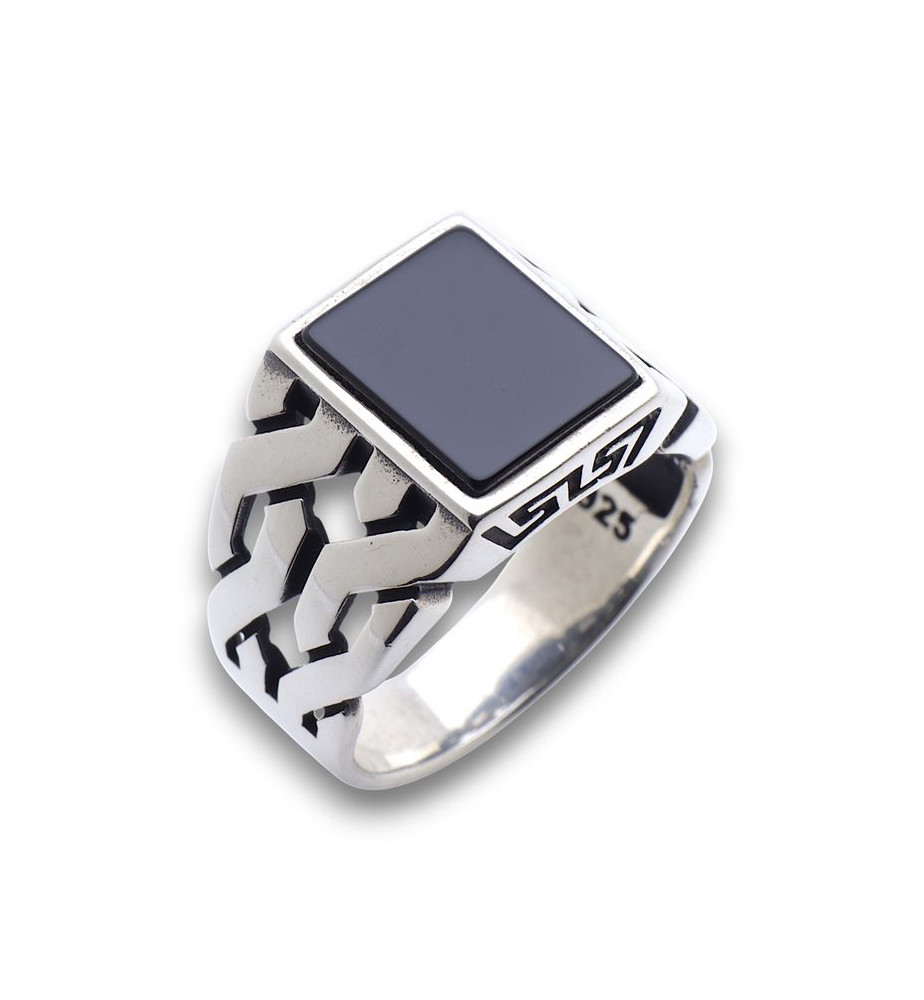 bague argent onyx homme