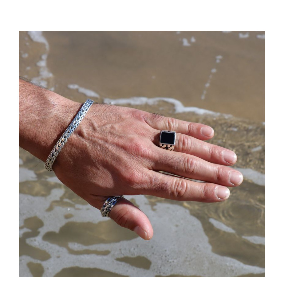 bague onyx noir homme