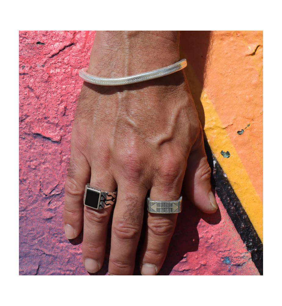 bague argent homme avec onyx noir