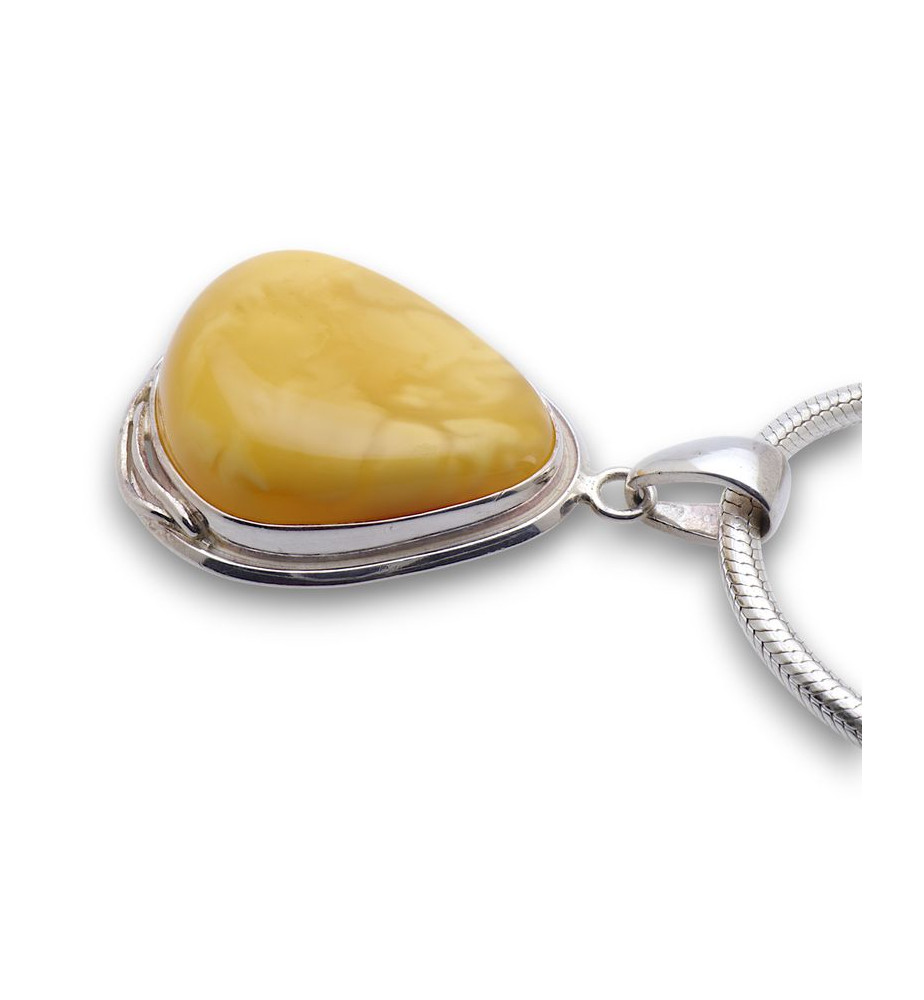 pendentif ambre jaune