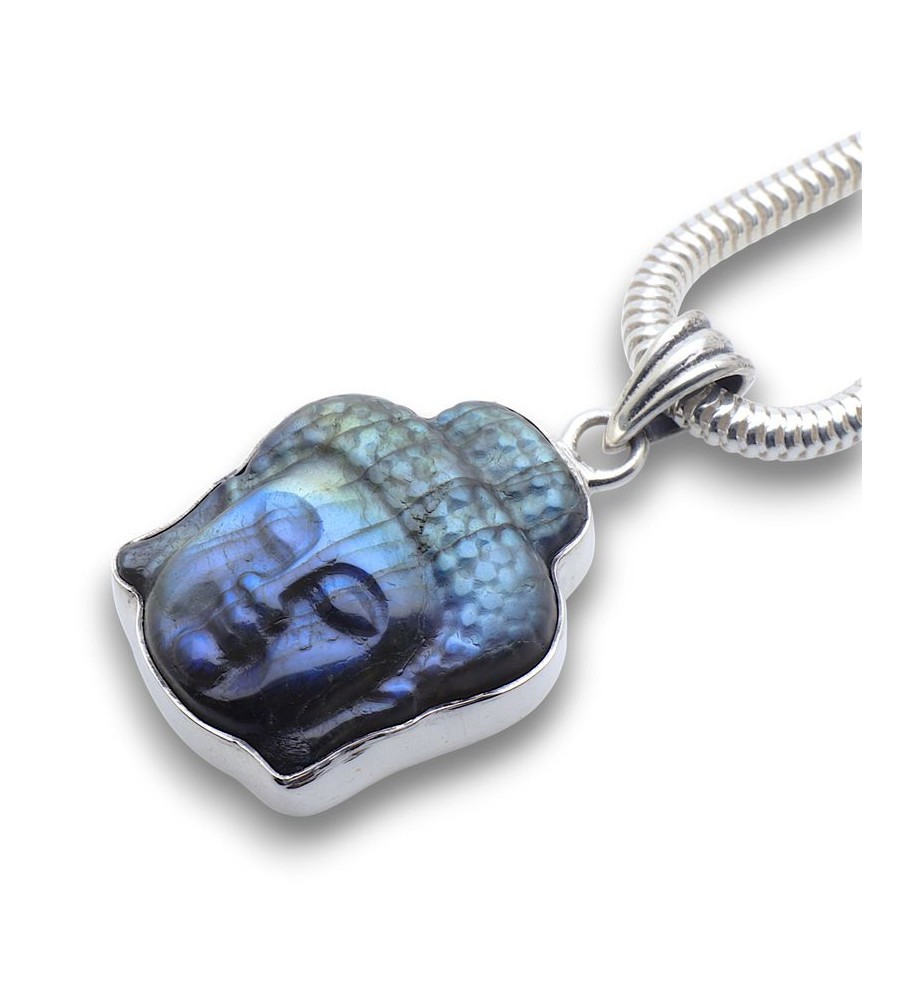 pendentif bouddha argent et labradorite