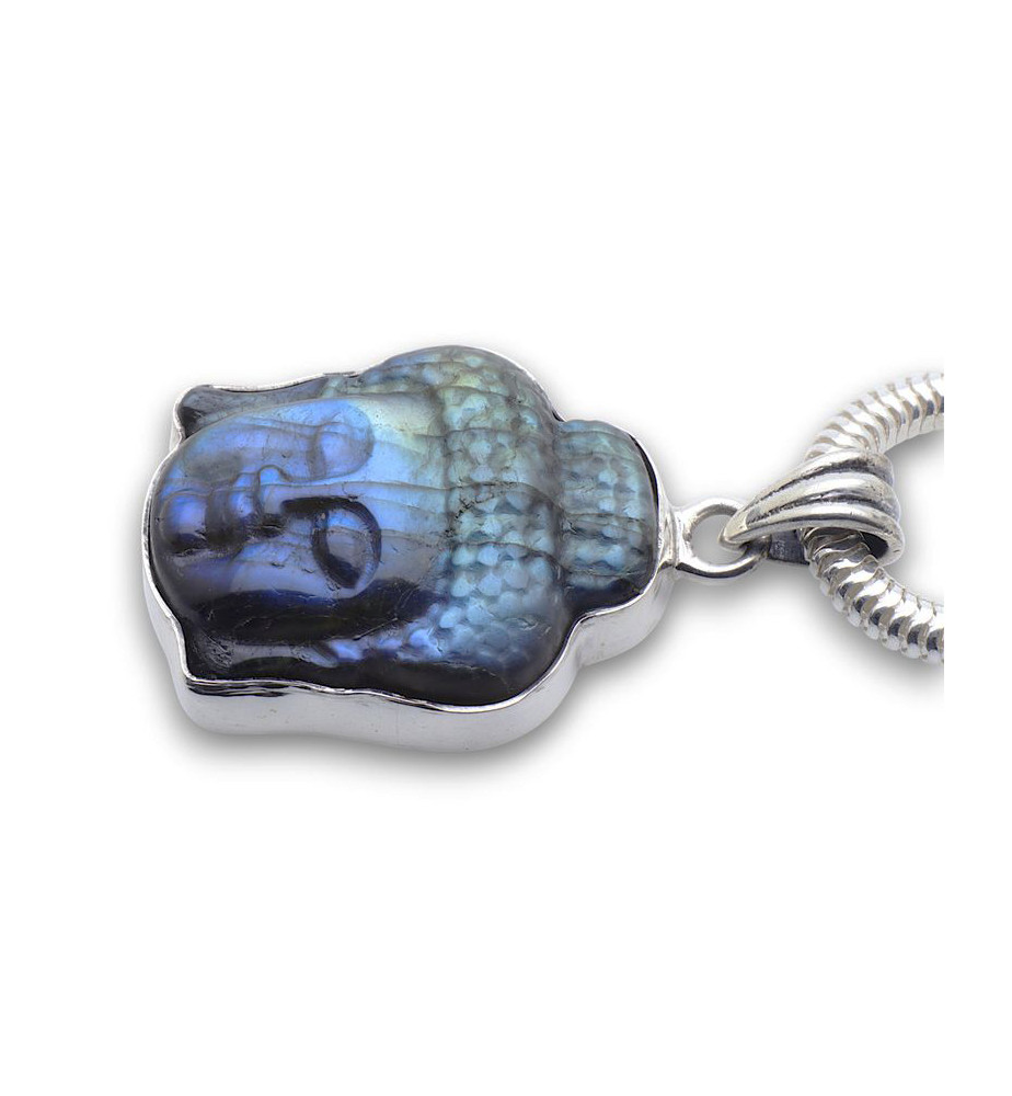 pendentif tete bouddha labradorite argent