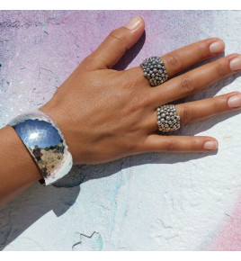 manchette argent martelé femme