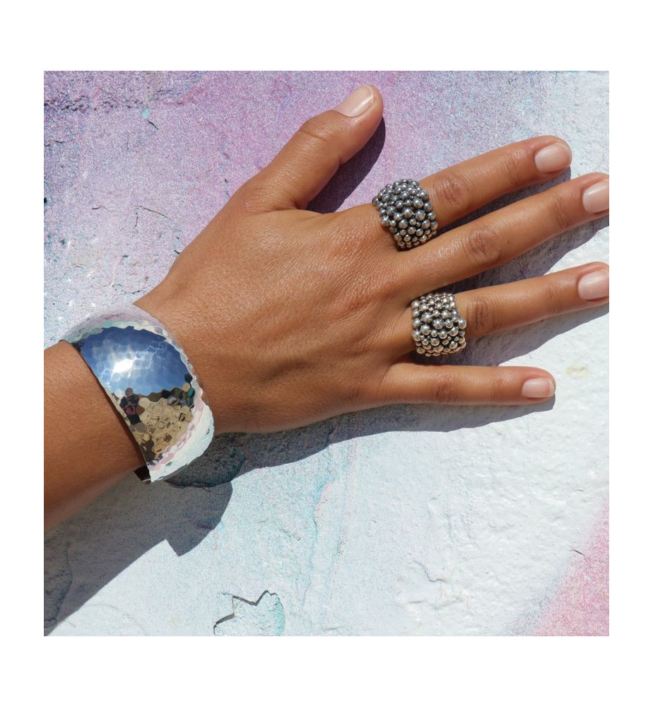 manchette argent martelé femme