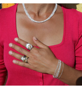 collier multi rangs argent