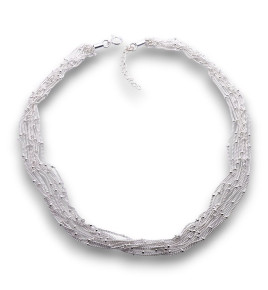 collier argent multirangs