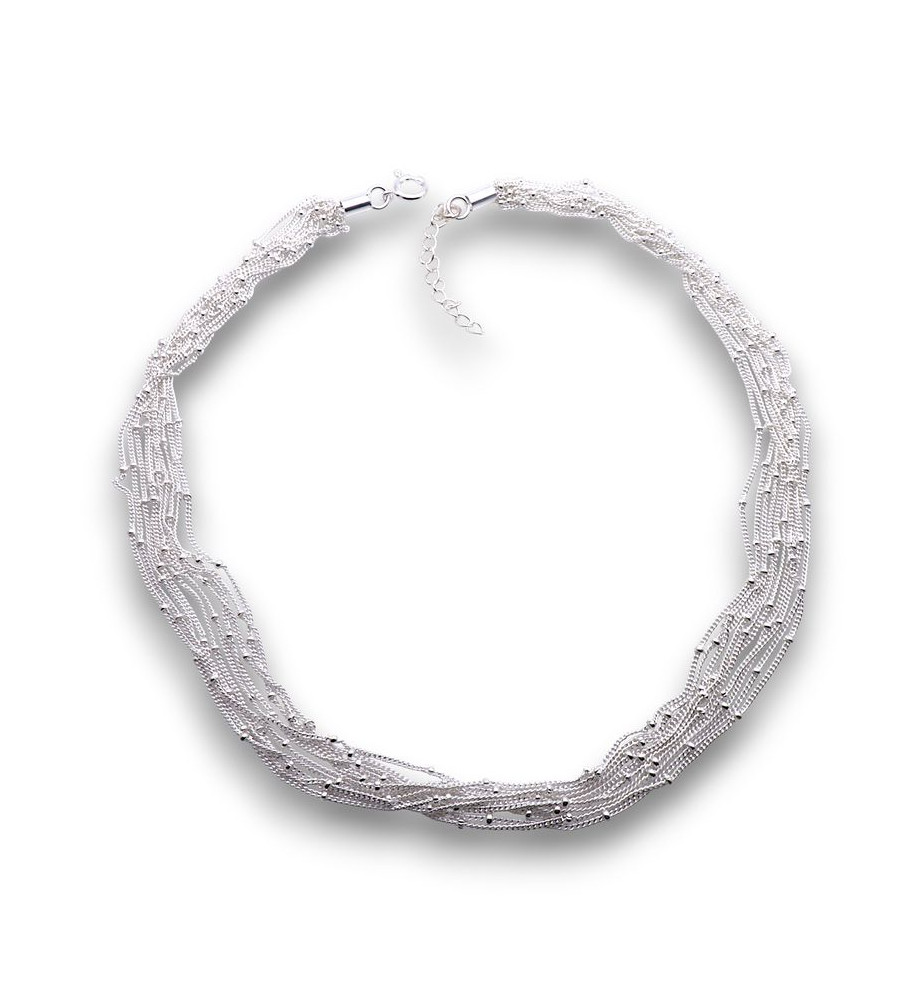 collier argent multirangs