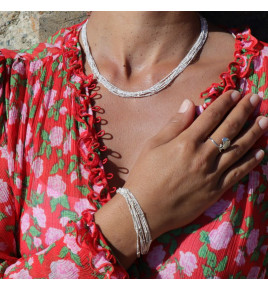 collier argent femme plusieurs rangs fins