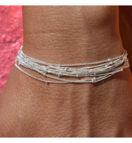 bracelet argent multirangs