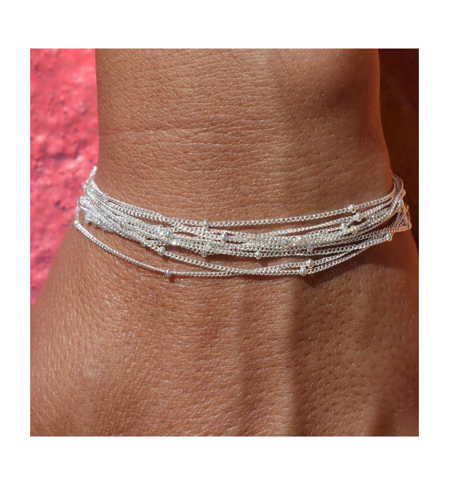 bracelet argent multirangs