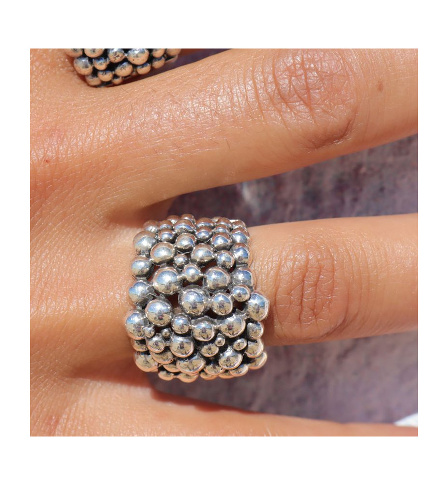 bague argent femme avec bulles