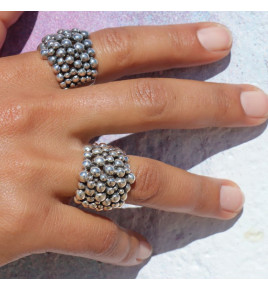 bague argent avec boules