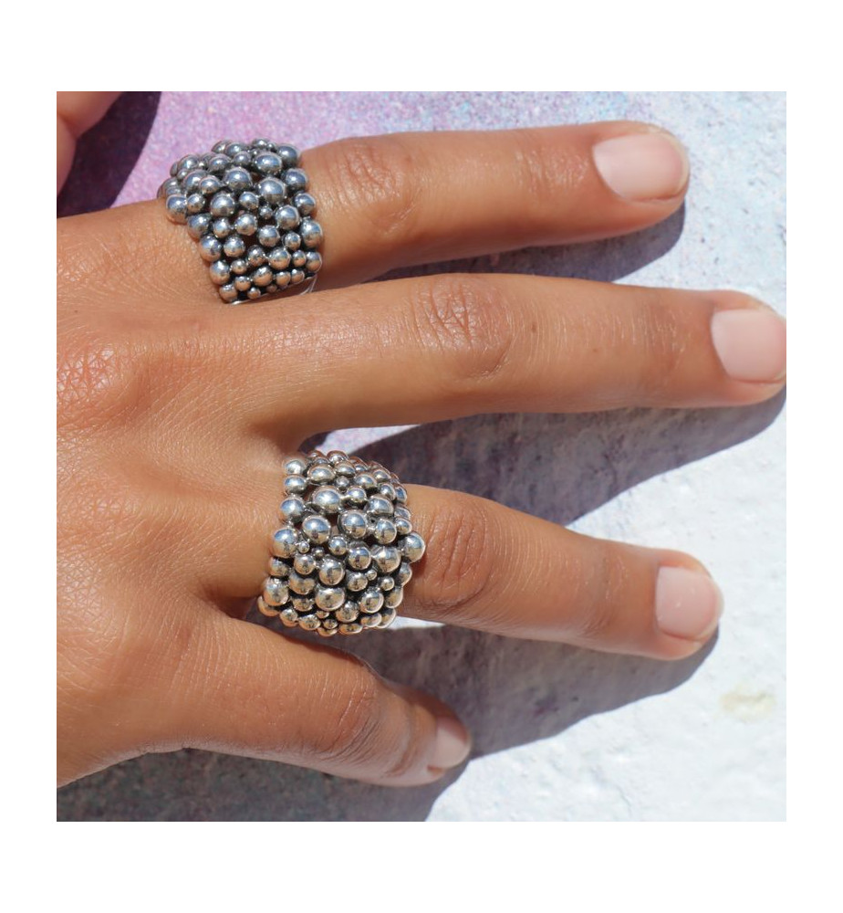 bague argent avec boules