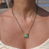collier turquoise argent et or femme