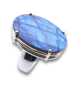 bague labradorite brute