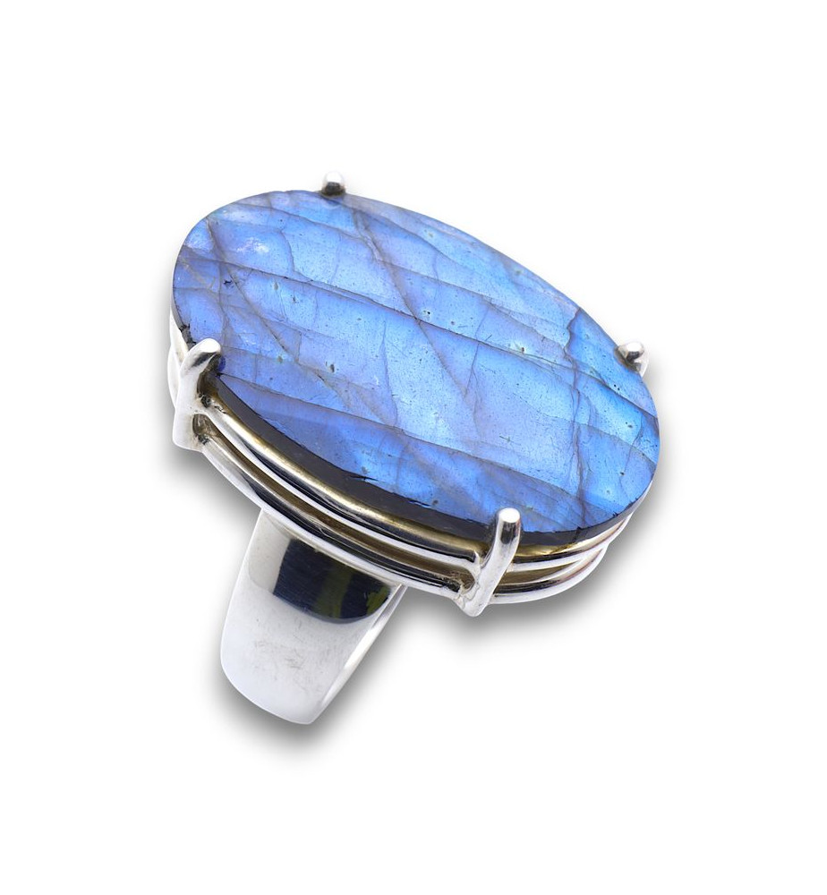 bague labradorite brute