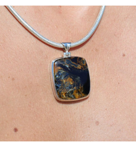 pendentif argent et pierre multicolore