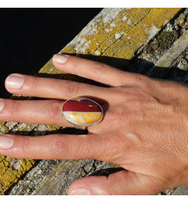 bague argent pierre multicolore