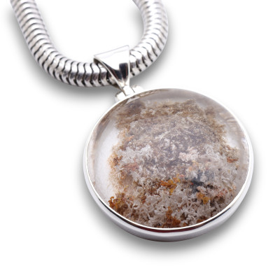 Pendentif Avec Chaîne En Argent Et Pierre (quartz Fantôme/lodolite) - Bijou Occasion, Détails à Voir Avec Le Vendeur