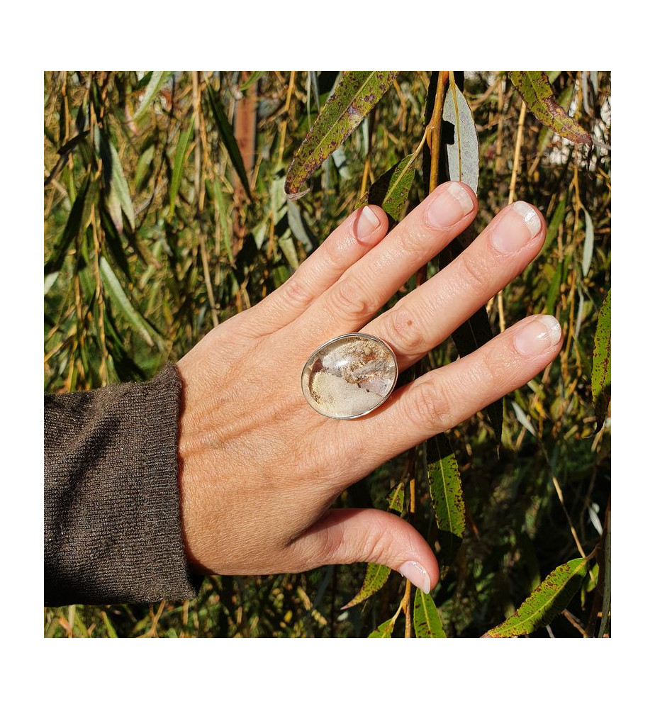 bague argent avec lodolite