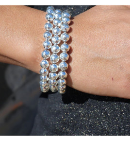 bracelet perles argent martelées
