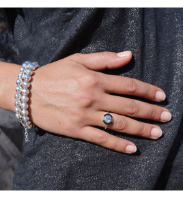 bracelet perles argent martelées femme