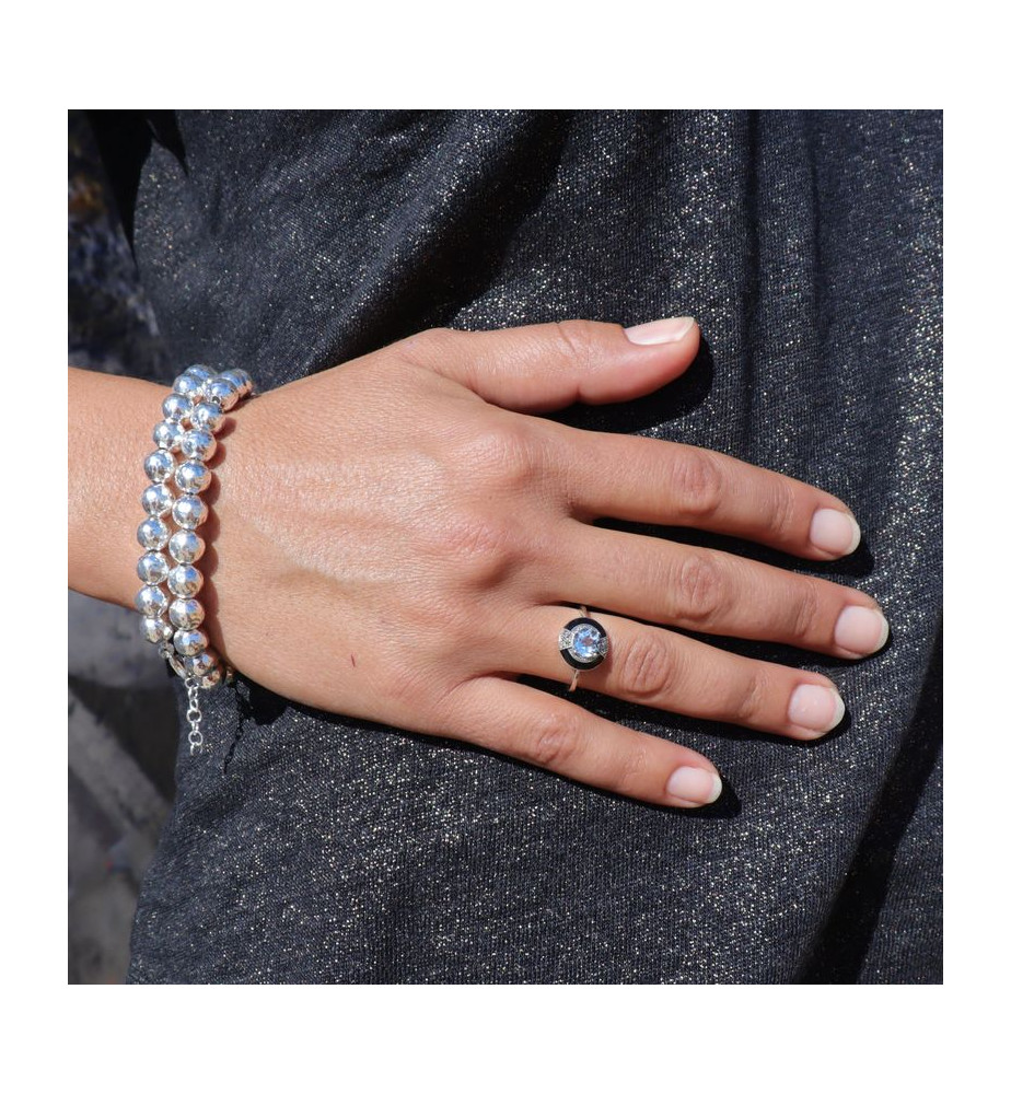 bracelet perles argent martelées femme